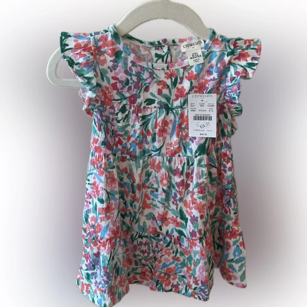 Crewcuts Multicolor Floral Ruffle Dress - Picture 1 of 8